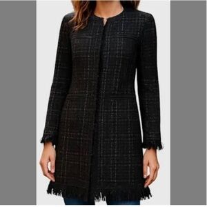Vertigo Paris Wool Blend Boucle Tweed Black Shimmer Coat Classic City Sz M